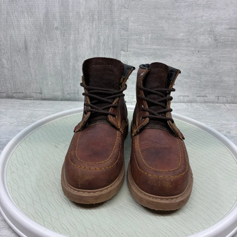 Botas Astillero Work Boots Mens 9 Brown Leather Moc Toe Oil Resistant Heritage